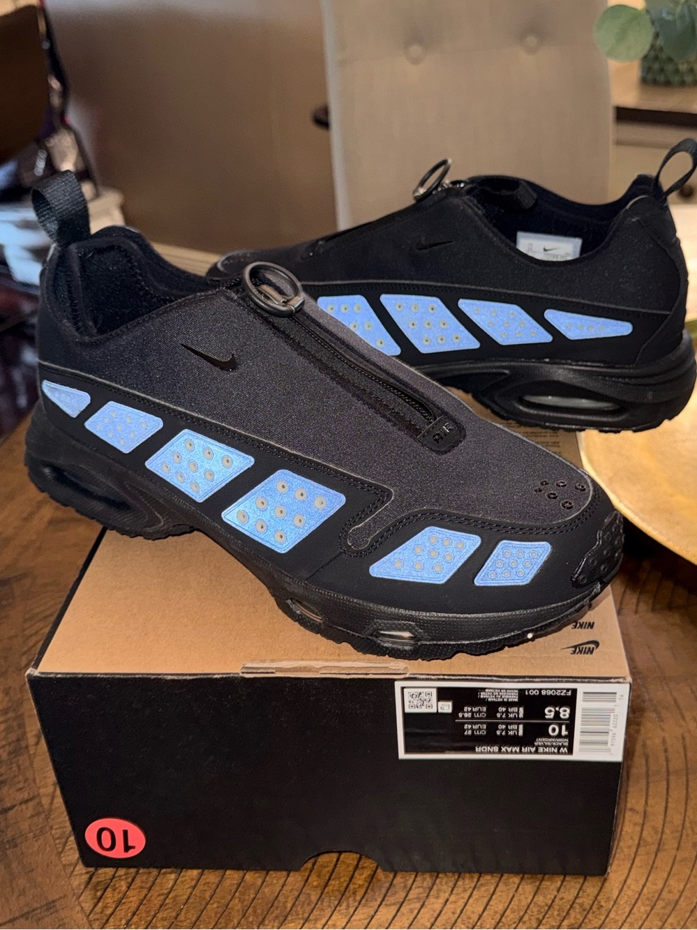 Nike Black and Blue with Silver Reflective Zip Slip-On Athletic Shoes